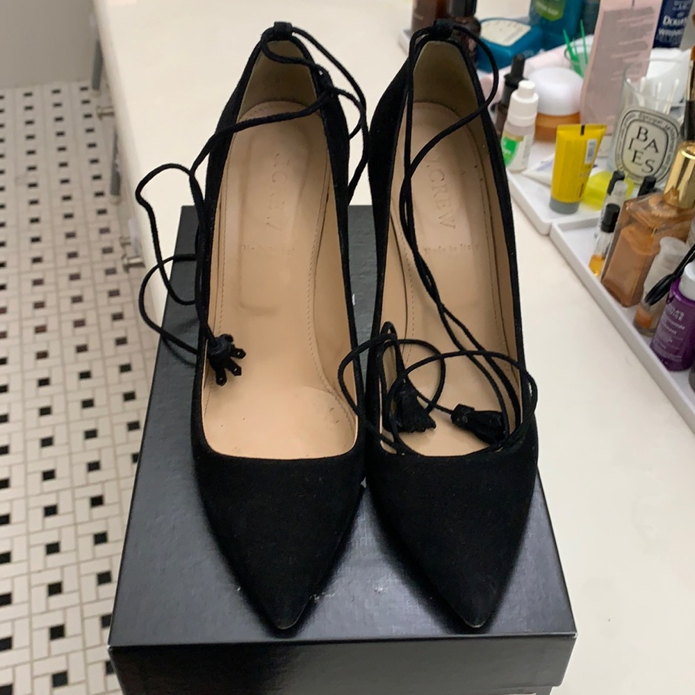 J Crew Falsetto Suede ankle tie pump 7 used